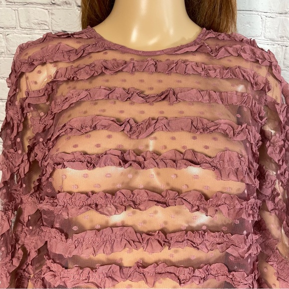 NWT New Zara Frill Ruffled Tulle Blouse Size S - Picture 9 of 12
